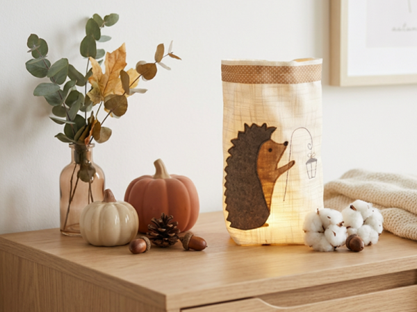 Igel mit Laterne - doodle Stickdatei